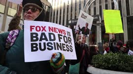 'There's nothing entertaining about racism': Protesters congregate outside Fox News HQ