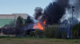 Tree engulfed in flames in rialto house fire