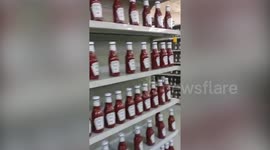 Row after row of Heinz ketchup seen on supermarket shelves in Caracas