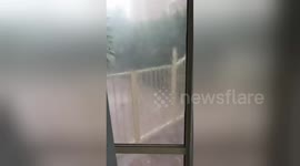 Hail storm breaks window causes crazy waves in backyard pool