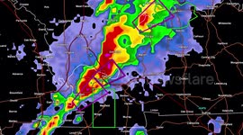 Weather radar showing dramatic severe thunderstorm and tornado outbreak in Kentucky