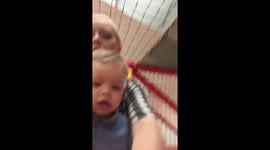 Toddlers first experience of a slide