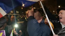 Following a vote in the UK House of Commons to extend the dealing in the Brexit process, Pro and anti Brexit protesters clash.