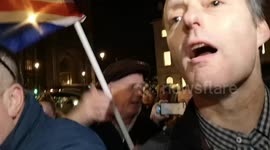 Pro- and anti-Brexit protesters clash outside UK parliament