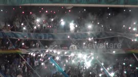 Fireworks at a soccer match in Bolivia