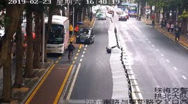 Tumbling like dominos! Road guardrails in China get pushed over by bumbling pedestrian