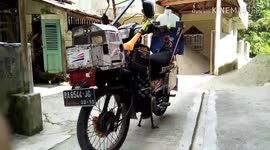 unique, modifications to the motorbike resemble a locomotive