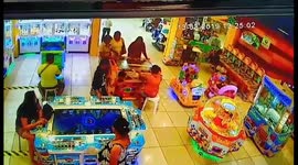 Horrifying moment 4x4 smashes through children's arcade in Philippines