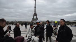 Former pro-cyclist spotted at the Eiffel Tower ahead of 5,600km ride to Dakar