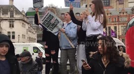 Thousands of schoolchildren gathered outside Westminster as part of an organised protest about climate change