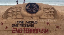 Indian sand artist makes special message for New Zealand shooting victims