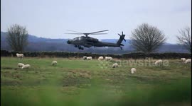 Low Flying RNLAF Apache Helicopter stalking it's prey during an exercise in northern Cumbria