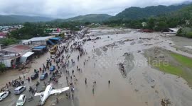 Drone footage shows massive extent of flash flood in eastern Indonesia
