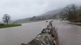 Flooding strikes Yorkshire area leaving some roads totally submerged