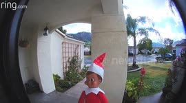 Shelf Elf enters house caught on doorbell cam