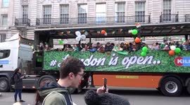St Patrick's Day Parade  - London Is Open bus in Regent Street St James's