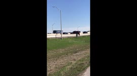 Truck flip on I-35