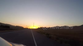 Sunset driving through los osos valley road, SLO California, beautiful sundown.