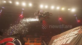 Motocross freestyler Kai Haase lands world's first flat-drop backflip from a 10-meter-high scissor lift