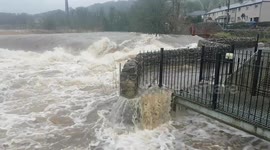 River in Yorkshire reaches record height during Storm Hannah