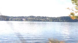 Scenic Train Ride Along River with Bridge