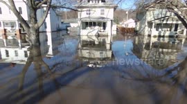 Stunning drone footage shows flooding in Hamburg, Iowa
