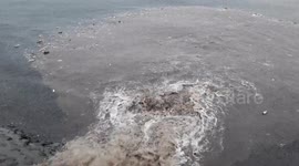Plastic pollution pours into sea after heavy rain on tropical island of Bali