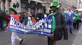 St Patricks Day Parade in London - Pandemonium Drummers procession to Reach for the Stars