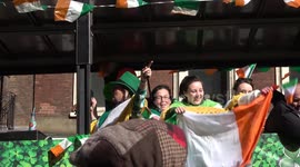 St Patrick's Day Parade in London - Crowd singing Along