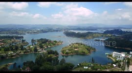 Drone Video above Piedra del Peñol Guatapè, Colombia