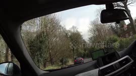 Cops hunting maniac driver who rammed Mercedes into police vehicle