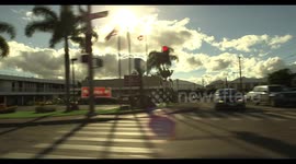 Car Drives though Streets of Wahiawa, Oahu
