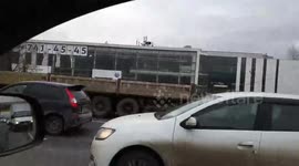 Mountains of rotting waste dumped on the road in Moscow