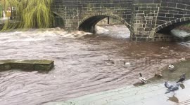 Hebden water in Spate at Hebden Bridge