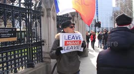 Pro-Brexit demonstrators in Westminster and confront Remainers