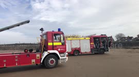 Fire Brigade drive their hovercraft off their loader lorry
