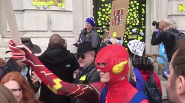 Whitehall's Cabinet Office door covered in pro-Europe stickers by People’s Vote supporters