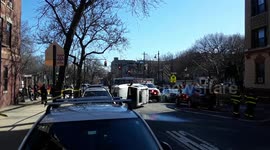 SUV flips onto side in Brooklyn