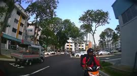 Delivery Rider Helps Old Lady Cross The Road