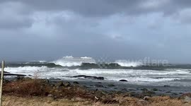 Viking Sky Cruise battered by strong waves and wind