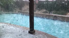 Backyard pool at Texas home gets slammed by golf-sized hail stones