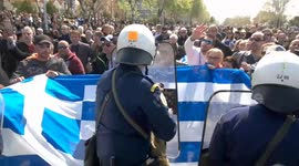 Tension flares as Greek protesters clash with police over Macedonia name deal