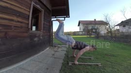 Freerunner's amazing window jumps in Slovenia