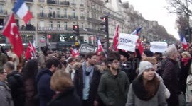 'Islam = religion of peace' sign at Paris Charlie Hebdo march on January 11, 2015.