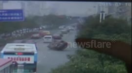 Car rolls after accidentally accelerating in China