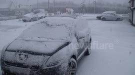 Snow Falling Over Parked Cars Outside Derry - Jan 13th 2015