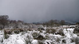 Snow Falling Over Hills & Wind Turbines Outside Derry - Jan 13th 2015