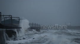 Storm Surge 15/01/15 Train line waves  - Stevenson