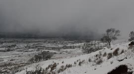 Majestic Curtains of Snow Falling Over Mountain In Moody Light - N. Ireland - Jan 16th 2015
