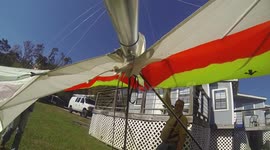 Hang glider's painful crash into a building